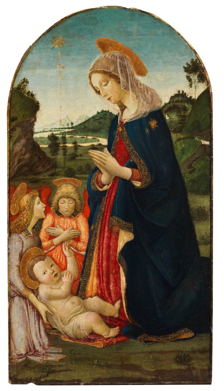 基督对两位天使的崇拜 作者 弗朗切斯科·波蒂奇尼（Francesco Botticini）