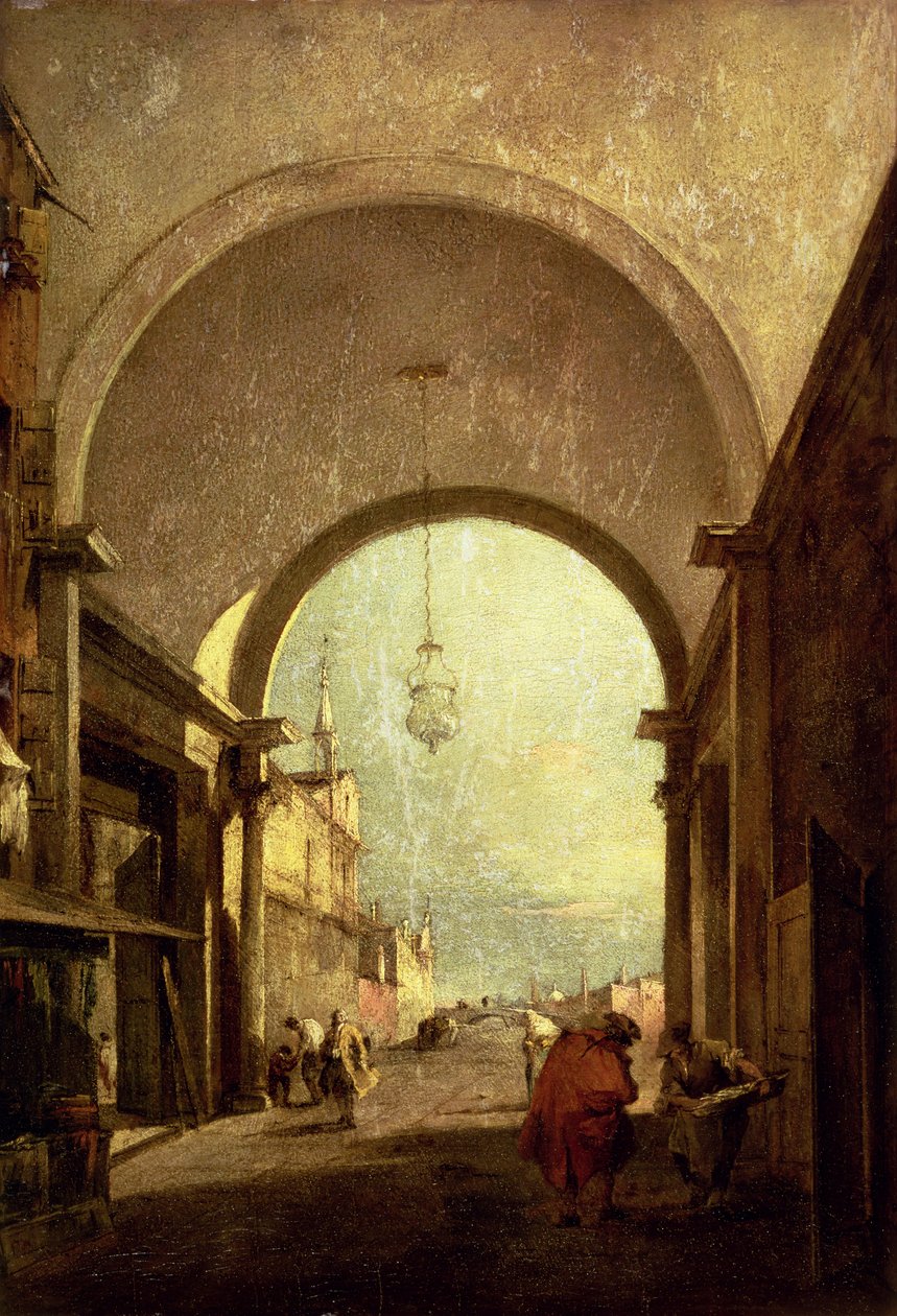 城市景观，1775-80（面板） 作者 弗朗切斯科·瓜迪（Francesco Guardi）