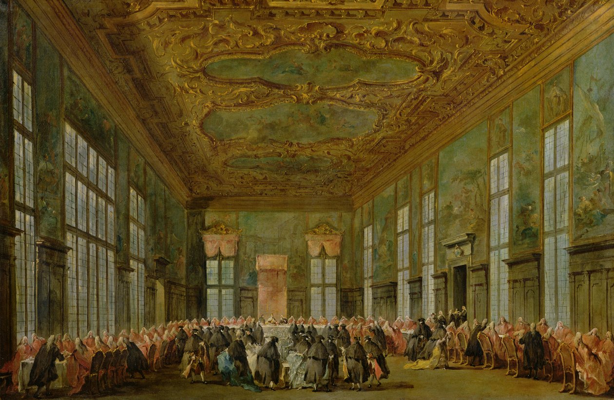 Doge Alvise Mocenigo IV（1701-78）为大使举办宴会，1776-78 作者 弗朗切斯科·瓜迪（Francesco Guardi）