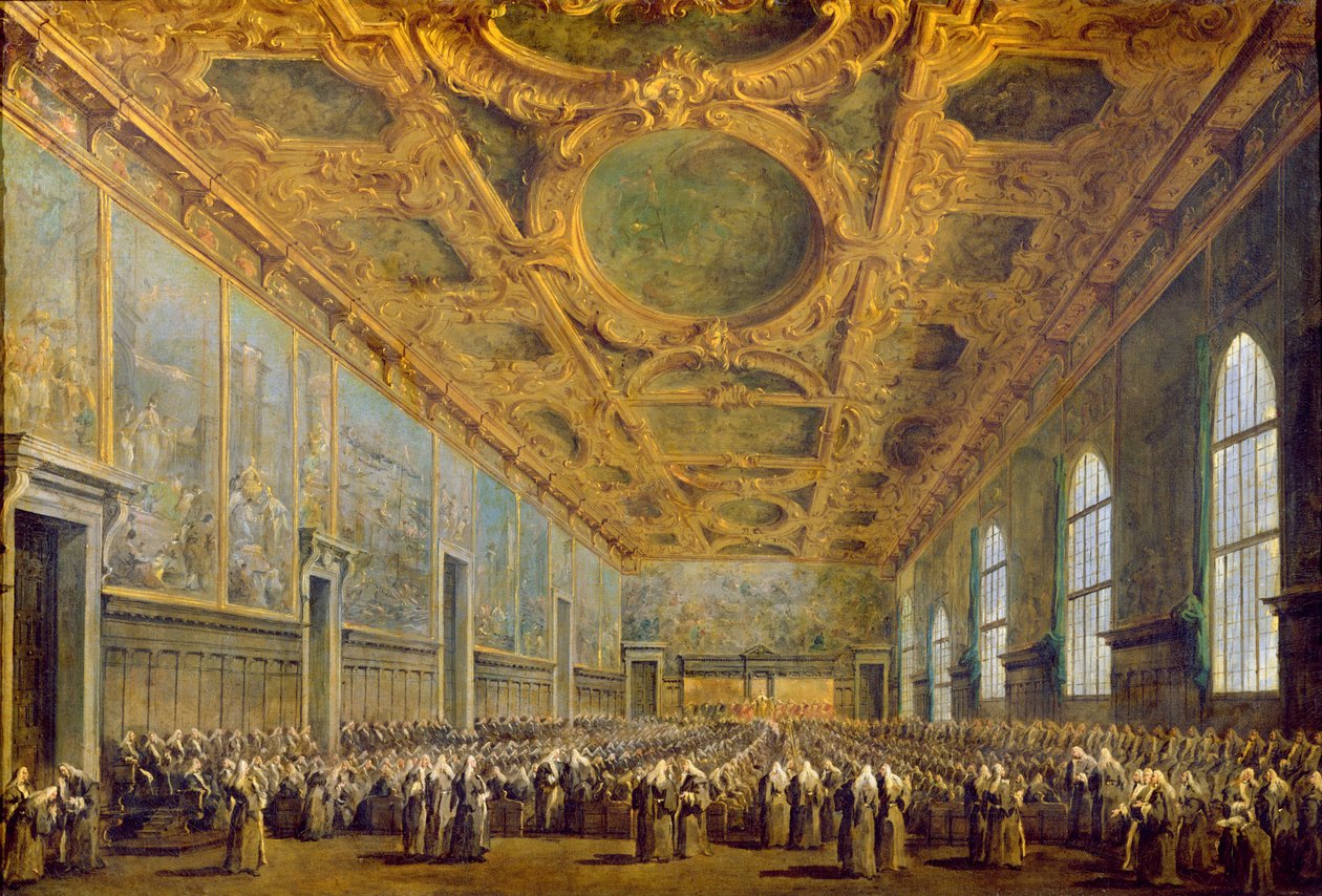 1775年后，威尼斯总督感谢委员会 作者 弗朗切斯科·瓜迪（Francesco Guardi）