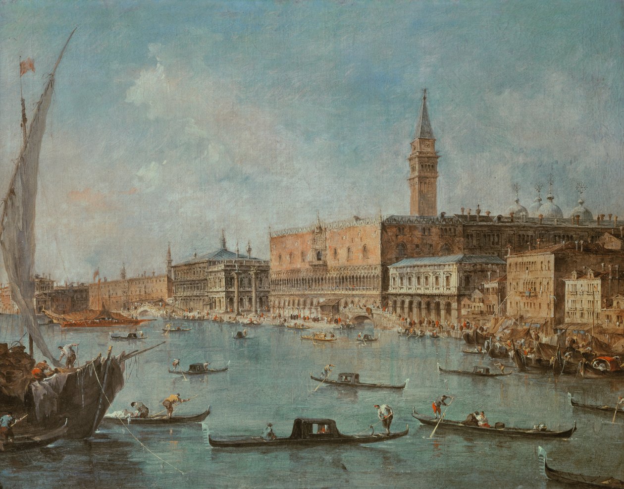 The Doge&39;s Palace和Molo，来自威尼斯圣马可盆地，1770年 作者 弗朗切斯科·瓜迪（Francesco Guardi）
