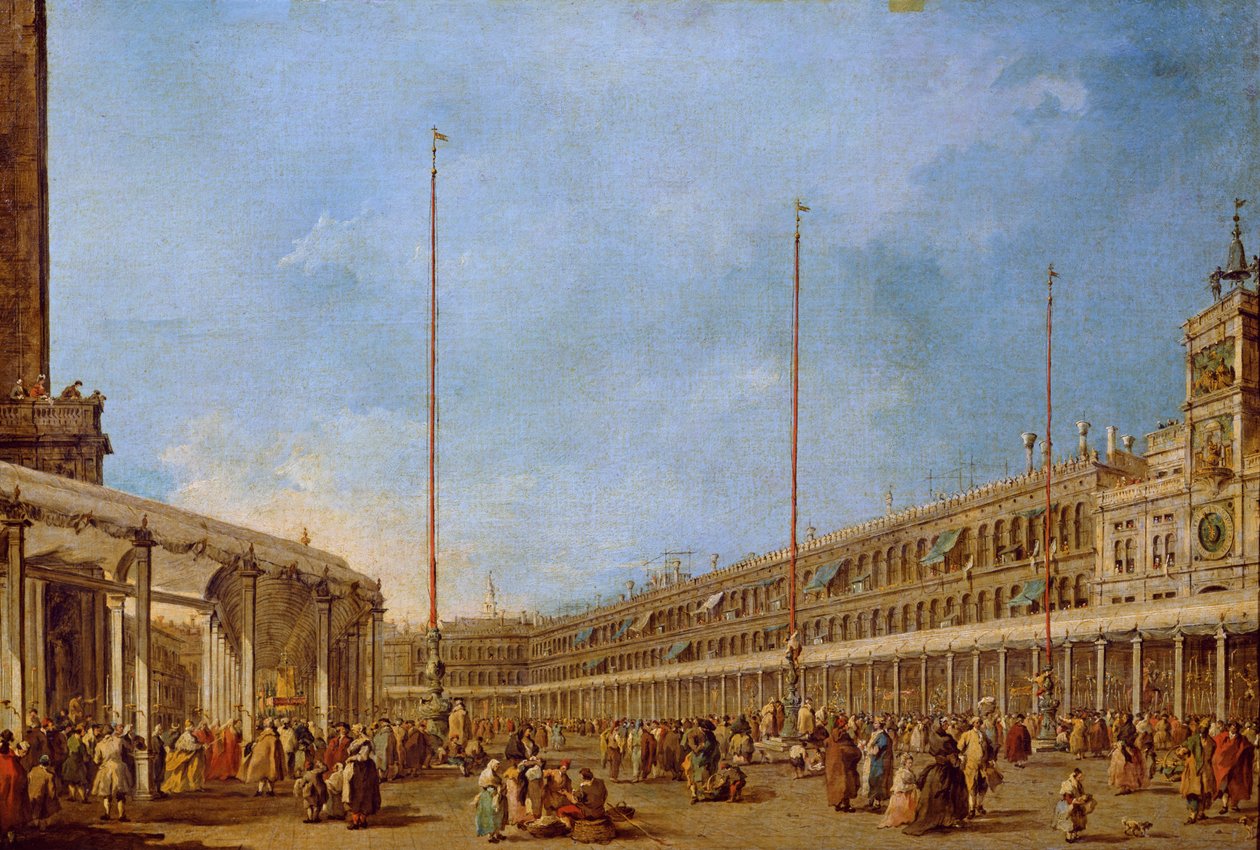 Corpus Domini的游行通过圣马克广场，1766-70 作者 弗朗切斯科·瓜迪（Francesco Guardi）