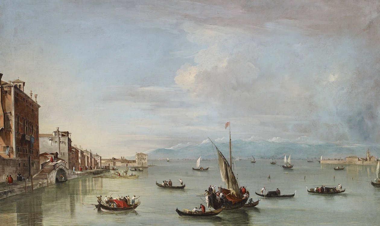 威尼斯：Fondamenta Nuove与泻湖和圣米歇尔岛，c.1758 作者 弗朗切斯科·瓜迪（Francesco Guardi）