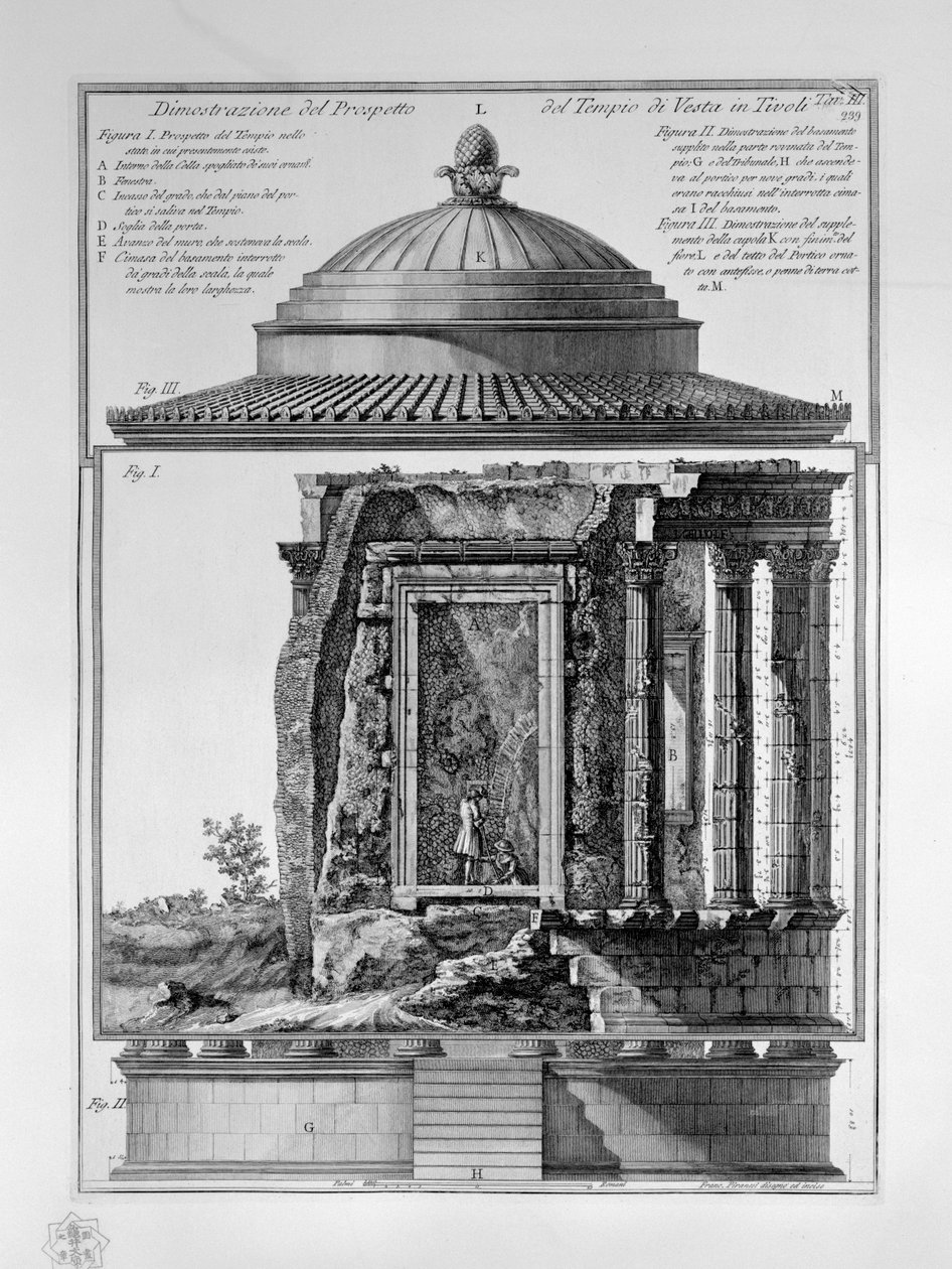 在蒂沃利的灶神庙的说明书的示范 作者 弗朗切斯科·皮拉内西（Francesco Piranesi）