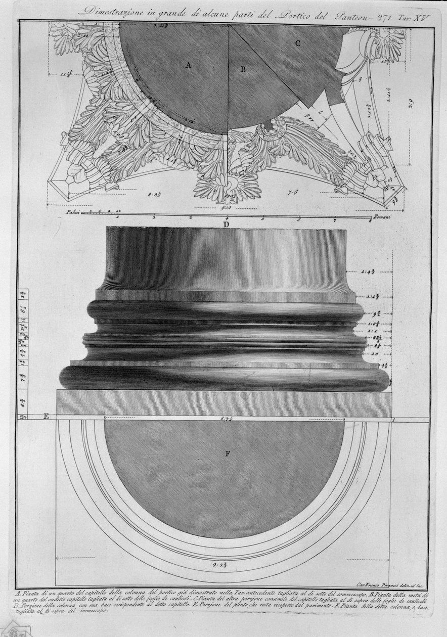 Portico del Panteon的一些部分的大型演示 作者 弗朗切斯科·皮拉内西（Francesco Piranesi）