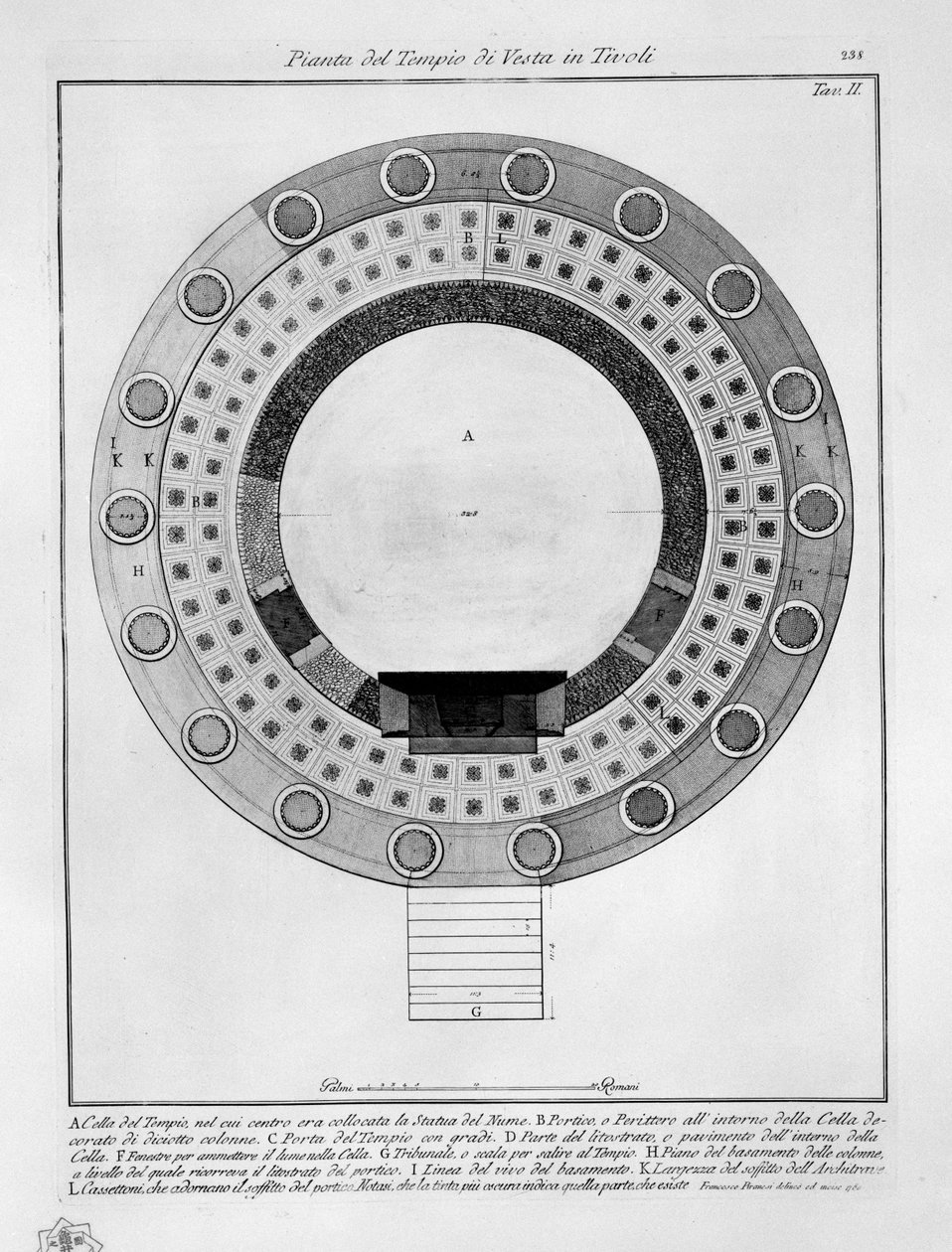 在蒂沃利的灶神庙的计划 作者 弗朗切斯科·皮拉内西（Francesco Piranesi）