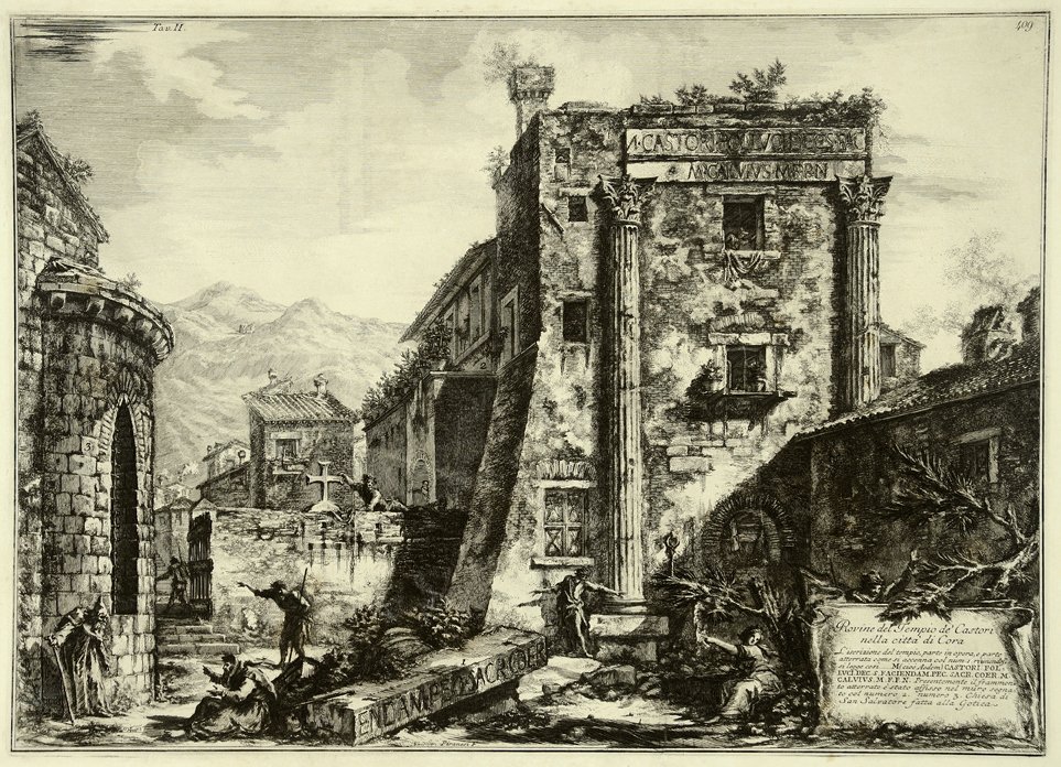 Castura神庙的废墟，来自专辑Antiquities of Cora 作者 弗朗切斯科·皮拉内西（Francesco Piranesi）