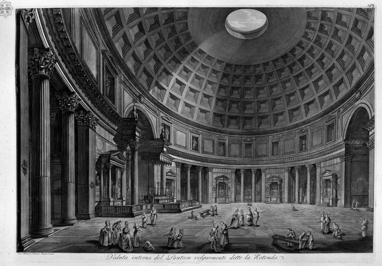 万神殿的内部视图通常称为圆形大厅 作者 弗朗切斯科·皮拉内西（Francesco Piranesi）