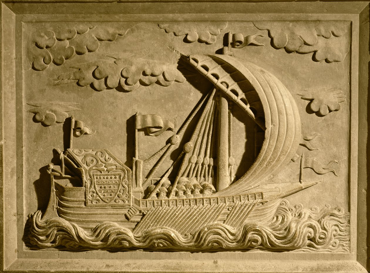 威尼斯式军舰的细节从Girolamo Michiel陵墓的，c.1558-59 作者 弗朗切斯科·塞加拉（Francesco Segala）