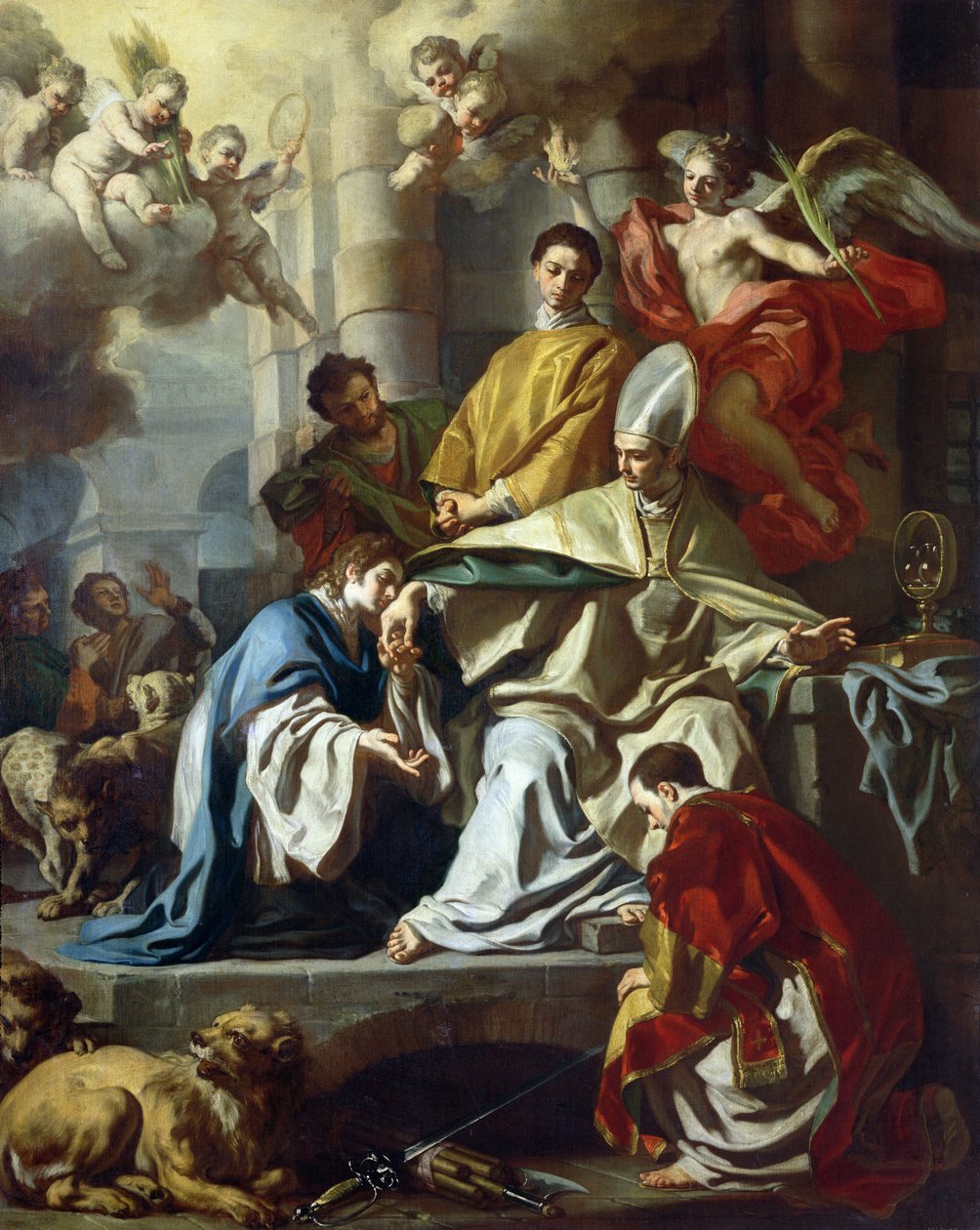 Procu和Sosius在监狱中访问了St. Januarius 作者 弗朗切斯科·索利米娜（Francesco Solimena）