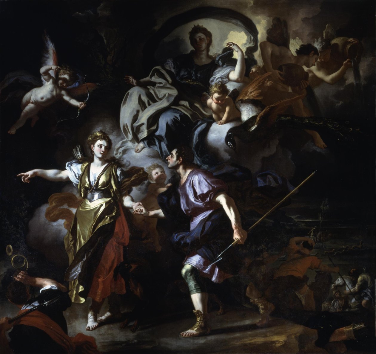 Dido和Aeneas的皇家狩猎 作者 弗朗切斯科·索利米娜（Francesco Solimena）