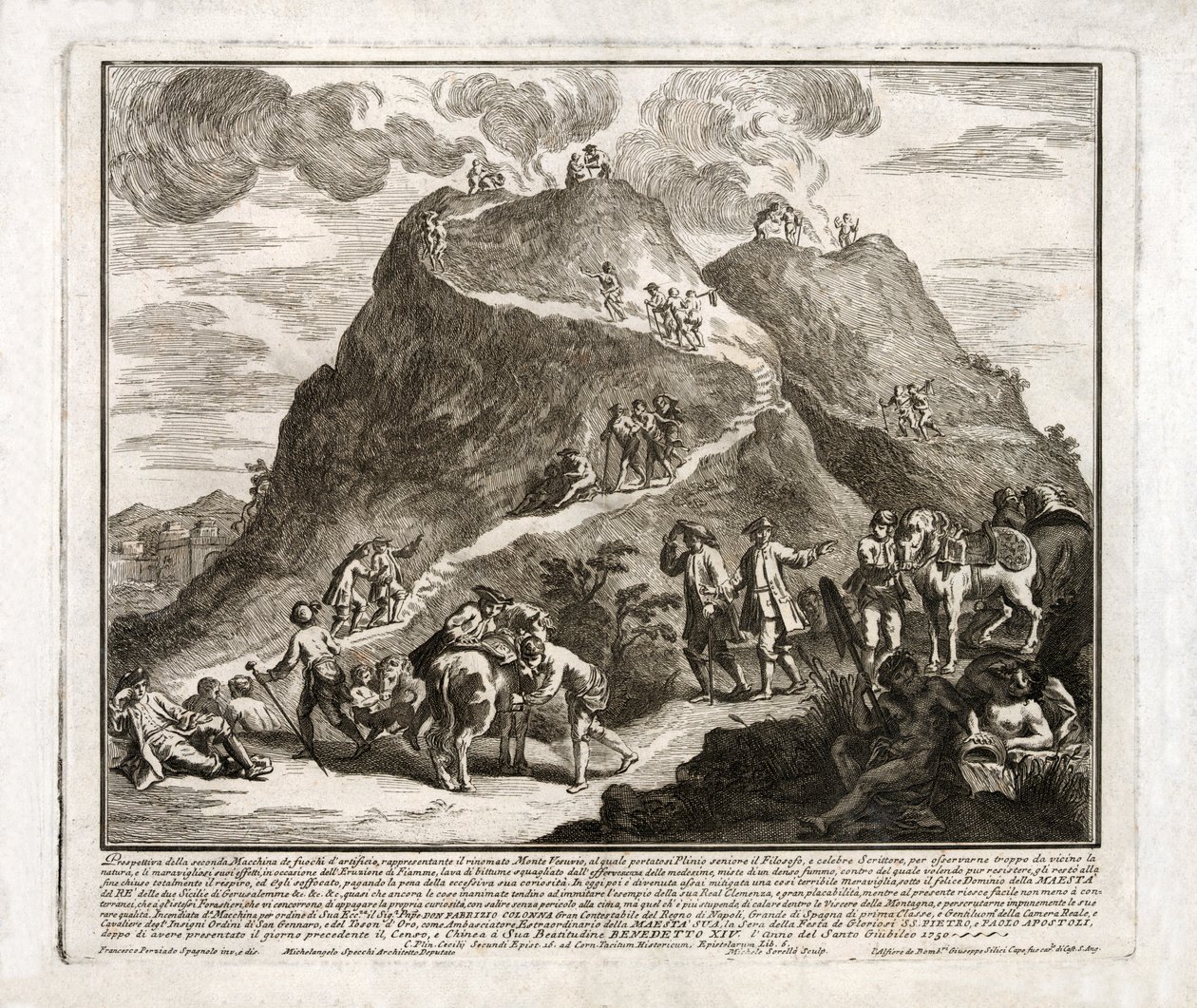 透视维苏威火山的第二次喷发，出版于1750年 作者 弗朗切斯科·斯帕格诺（Perscodo）
