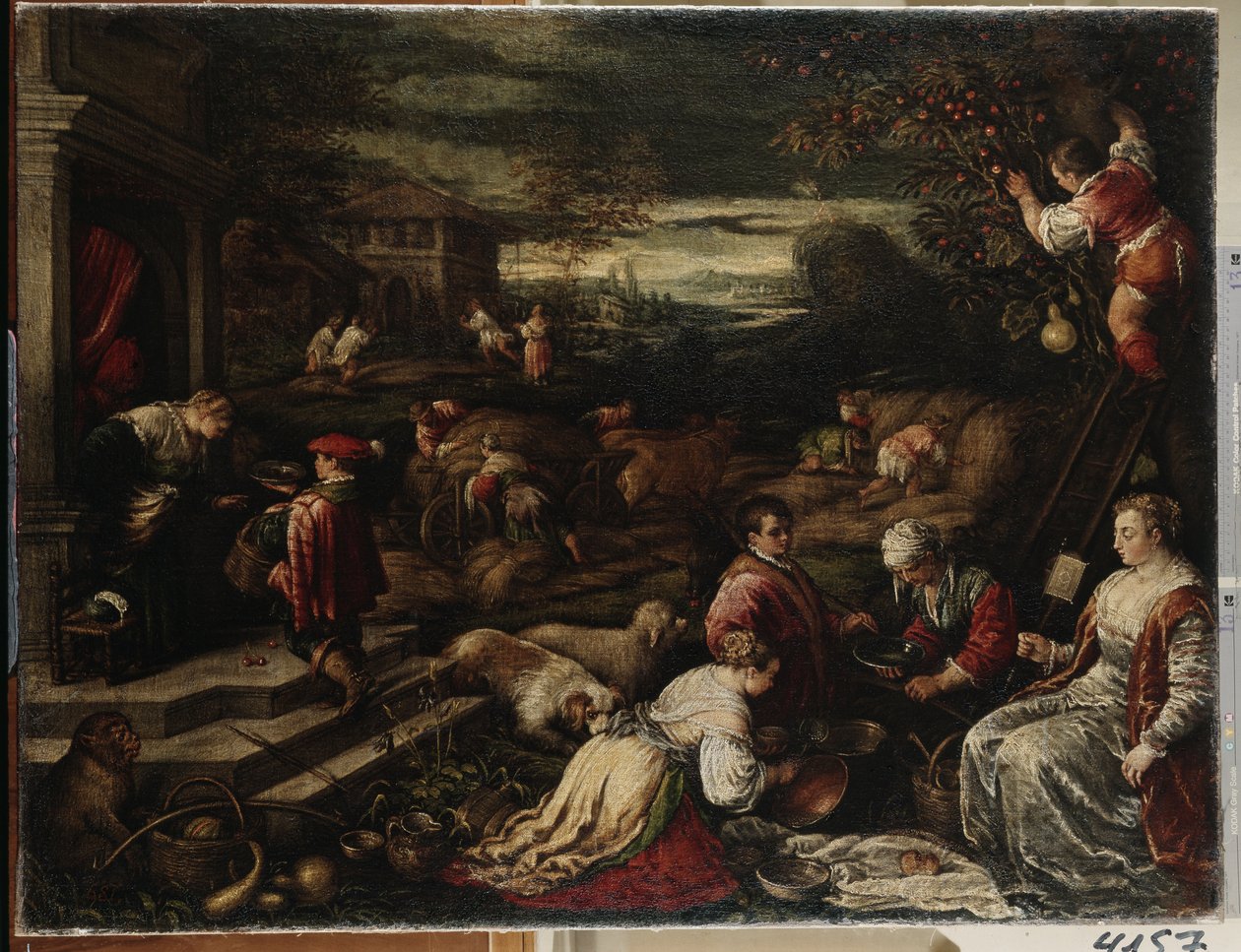 寓意夏季的 "夏日"。弗朗切斯科-达-庞蒂或巴萨诺（1549-1592 年）的画作，16 世纪 圣彼得堡冬宫博物馆（圣彼得堡） 作者 弗朗切斯科·巴萨诺（Francesco Bassano）
