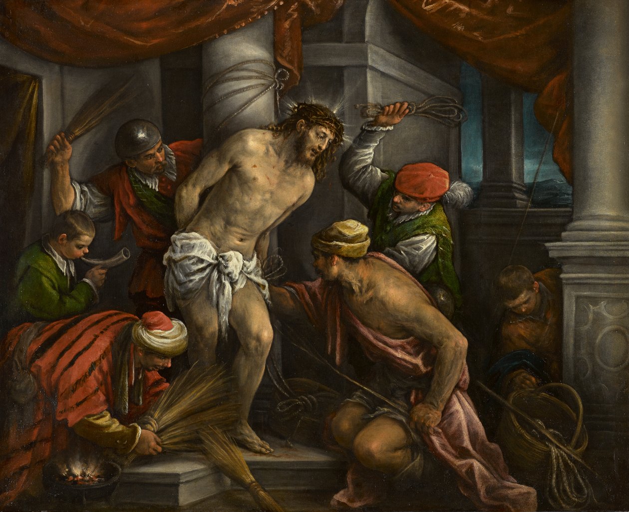 基督受罚》，约1580-1585年（布面油画） 作者 弗朗切斯科·巴萨诺（Francesco Bassano）