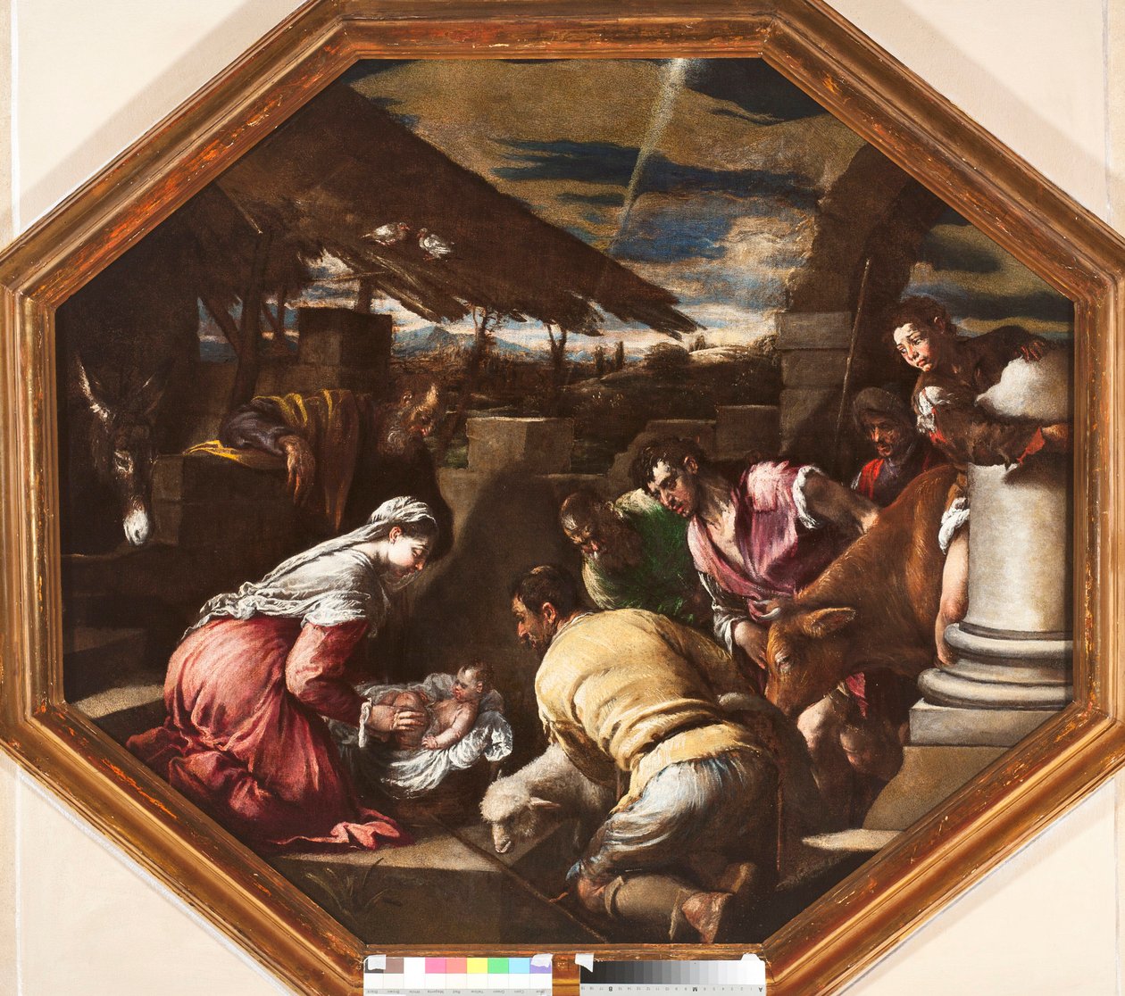 Adoration of the sheperds Painting by Francesco da Ponte dit Francesco Bassano (1549-1592) Genes, Musei di Strada Nuova 作者 弗朗切斯科·巴萨诺（Francesco Bassano）