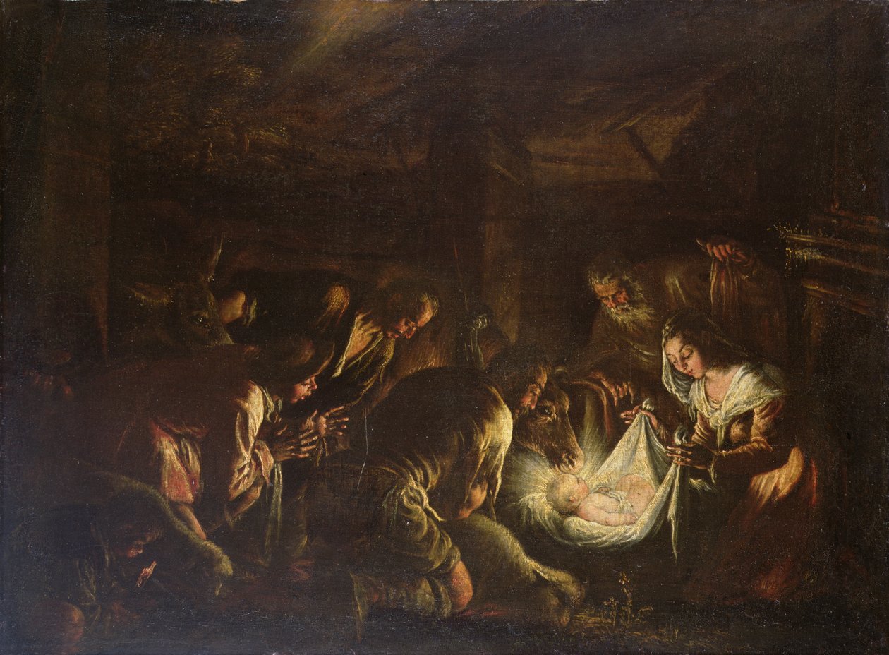 对牧羊人的崇拜，1588-90 作者 弗朗切斯科·巴萨诺（Francesco Bassano）