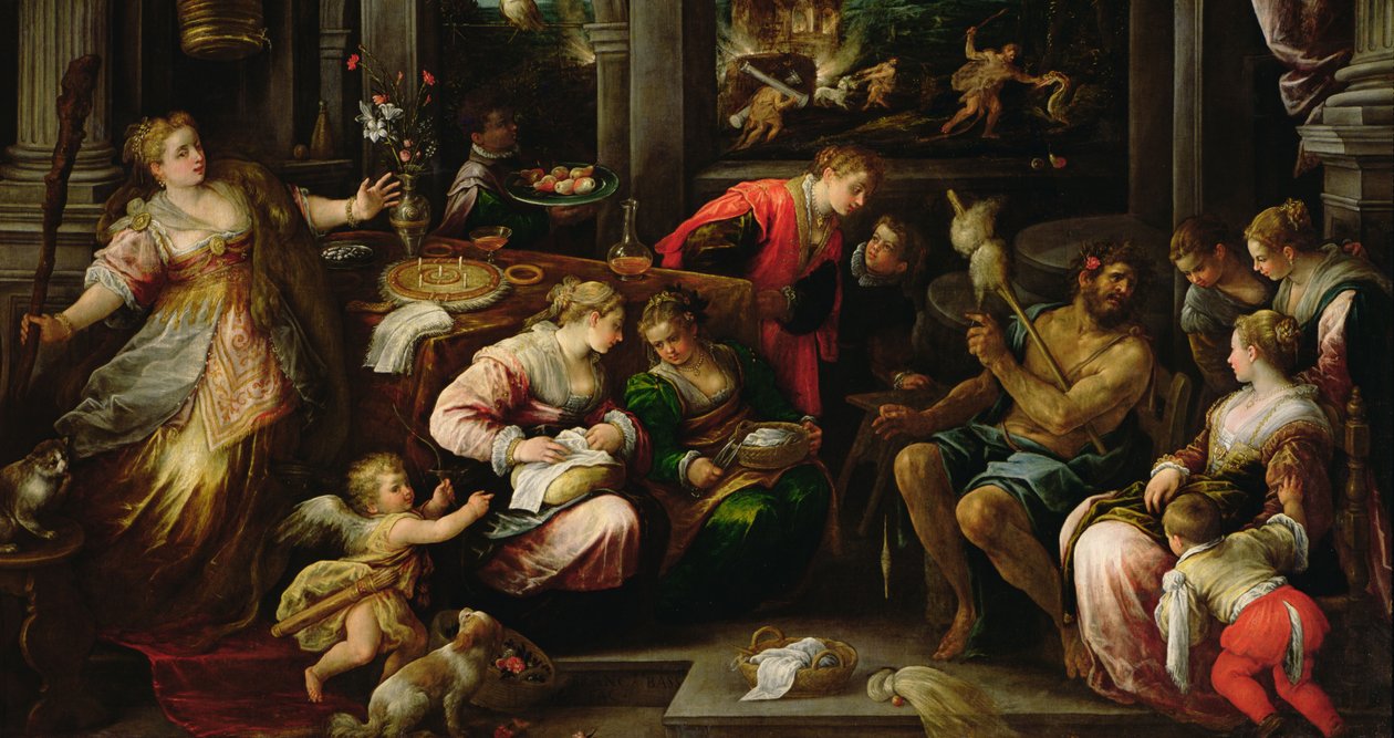 1587年，利古娅女王赫拉克勒斯和Omphale 作者 弗朗切斯科·巴萨诺（Francesco Bassano）