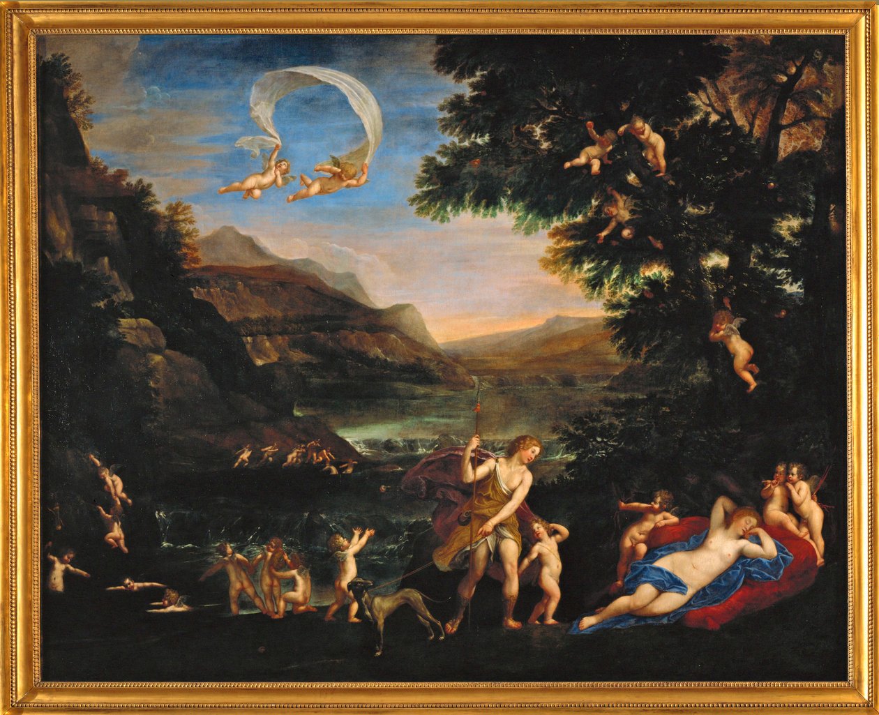 Adonis conduit pres de Venus par les Amours - 爱神将阿多尼斯引向维纳斯 ... 作者 弗朗切斯科·阿尔巴尼