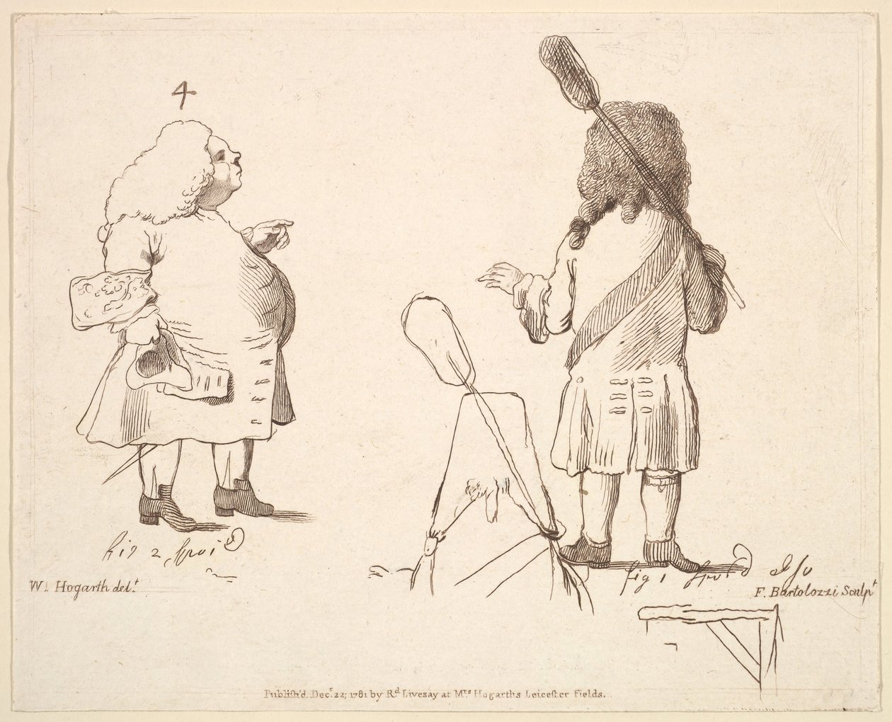 Melcombe勋爵和Winchelsea勋爵的漫画，1781年12月22日。 作者 弗朗切斯科·巴托洛齐（Francesco Bartolozzi）
