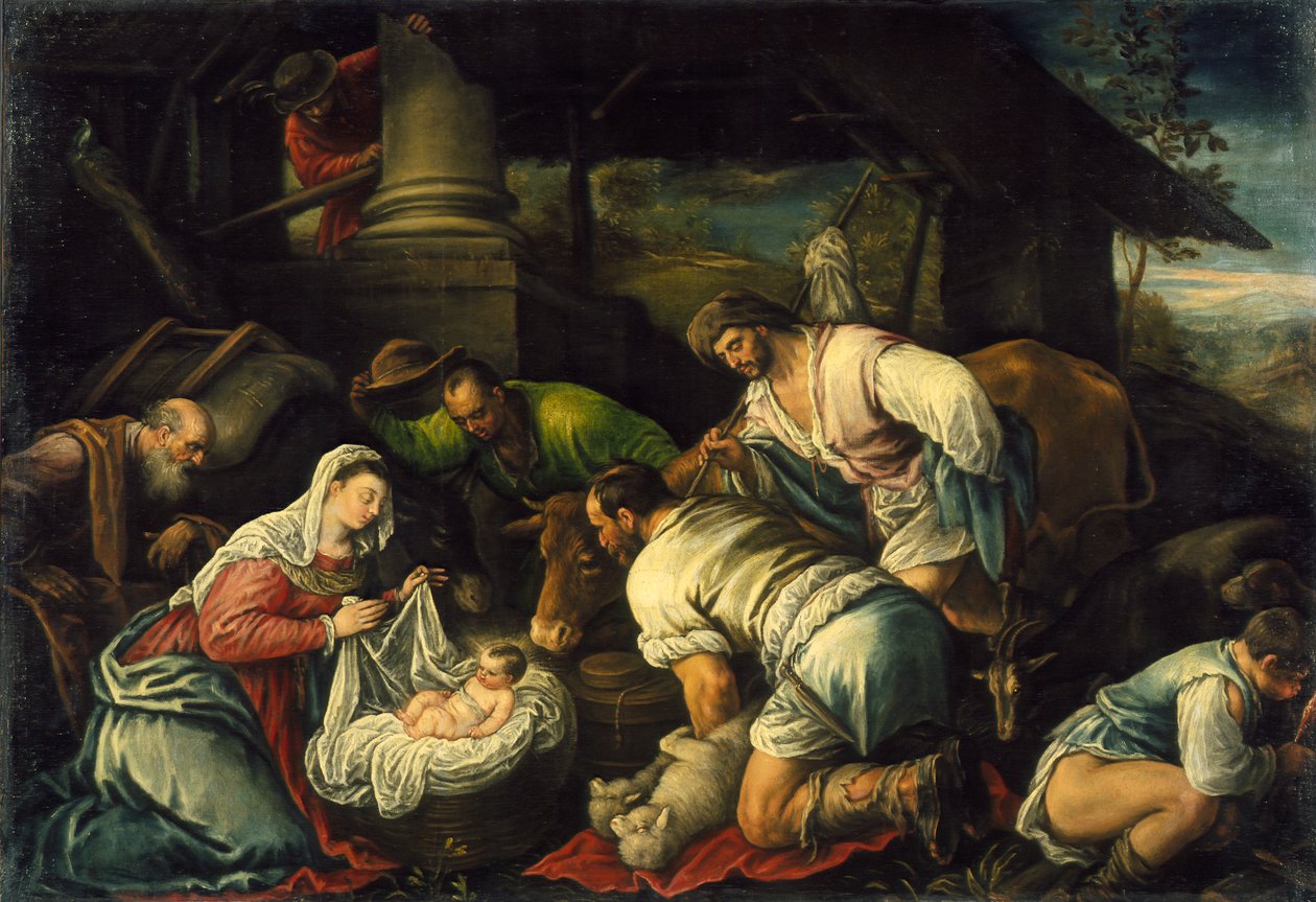 牧羊人的崇拜，1585-1590 作者 弗朗切斯科·巴萨诺（Francesco Bassano）