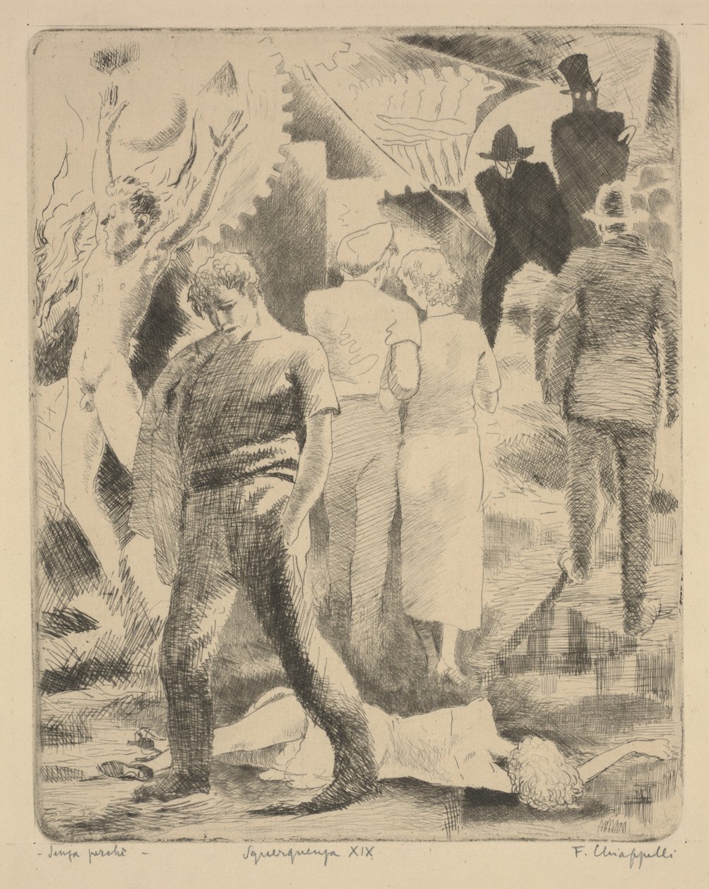 无缘无故，c.1920（蚀刻） 作者 弗朗切斯科·奇阿佩利