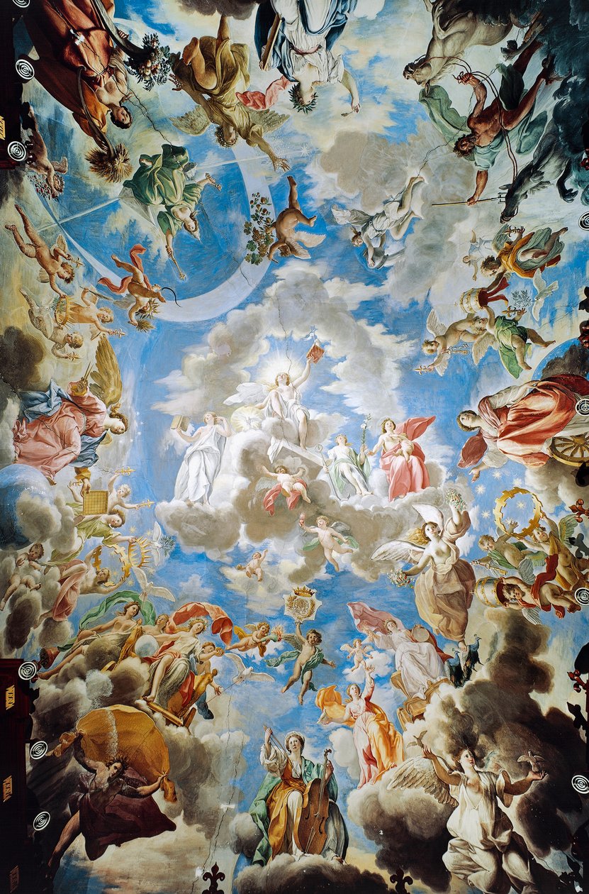 Apotheosis, Pamphilj House壁画，Francesco Cozza (1605-1682), Palazzo Doria Pamphilj, 罗马, 意大利 作者 弗朗西斯科·科扎（Francesco Cozza）