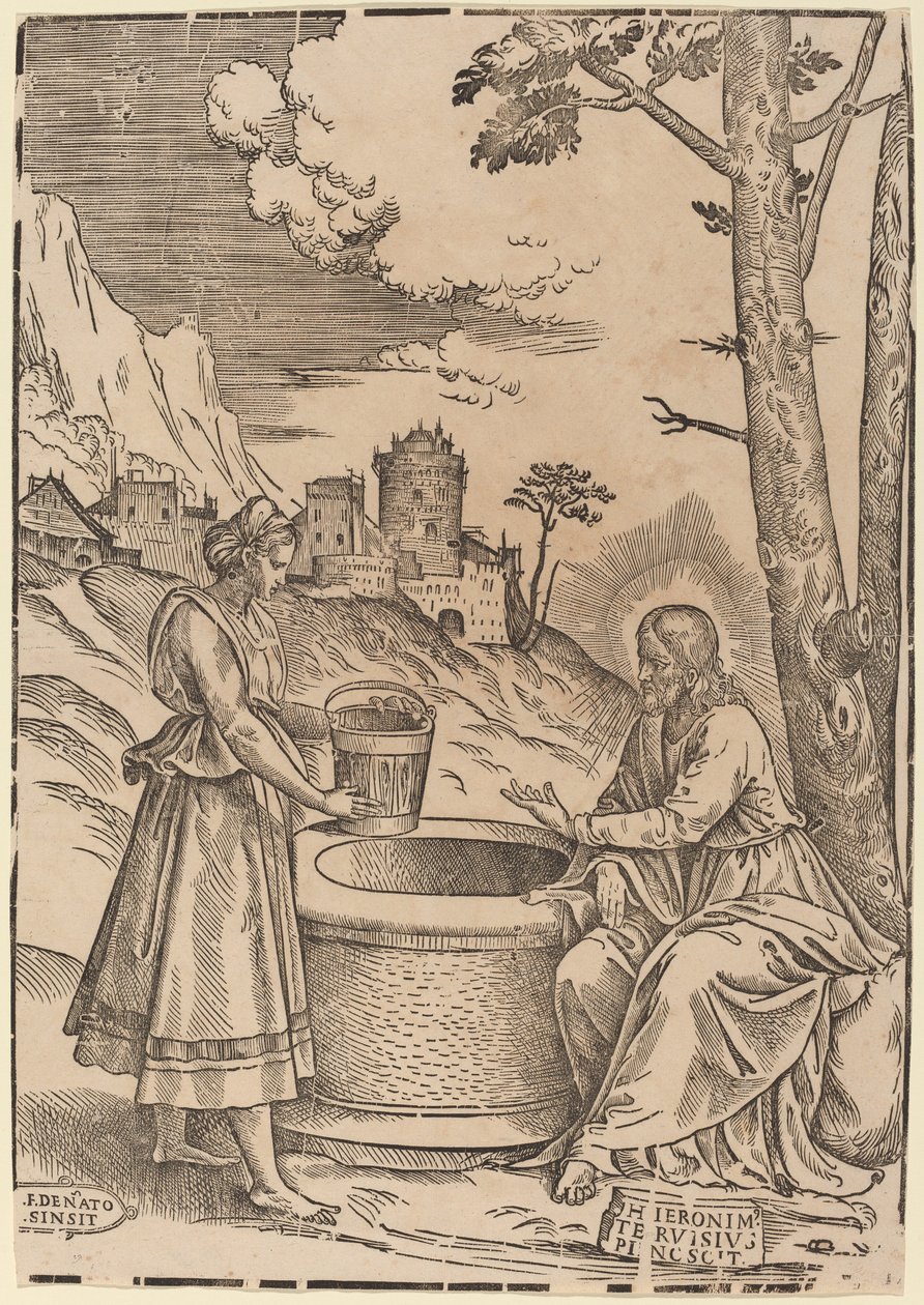 基督和撒玛利亚的女人 作者 Girolamo Pennacchi 之后的 Francesco Denanto