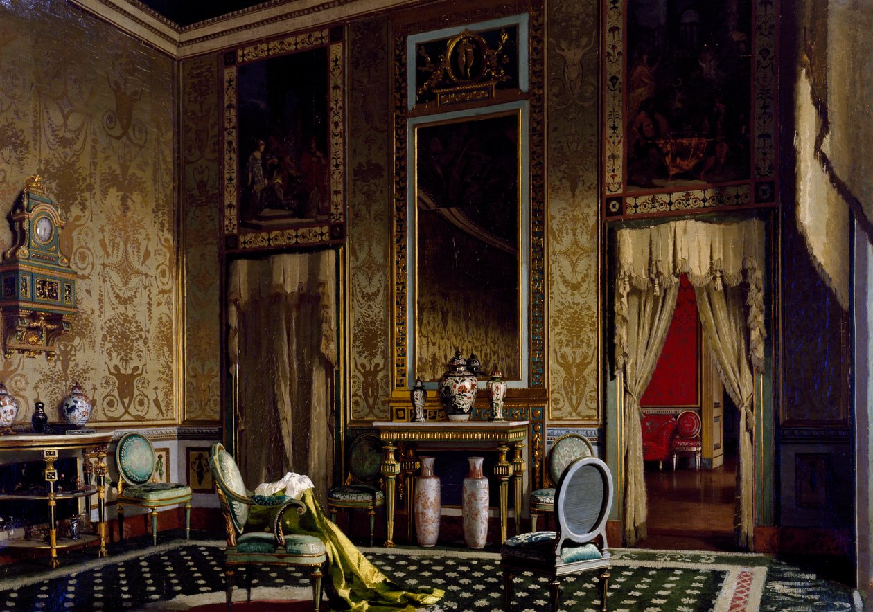 帝国风格的房间，弗朗西斯科·迪迪奥尼（Francesco Didioni，1839-1895）绘画，布面油画，62x88 厘米 作者 弗朗切斯科·迪迪奥尼