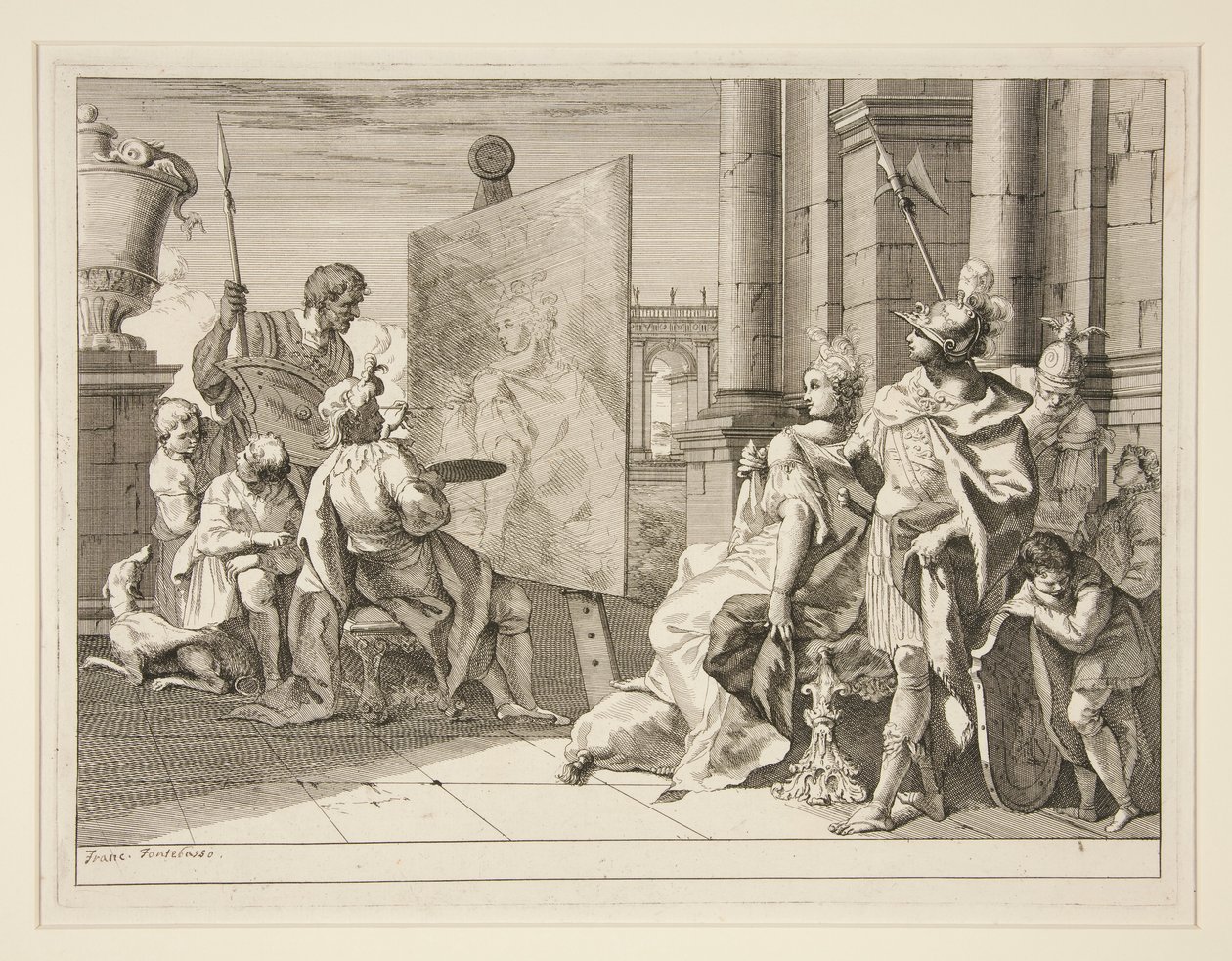 阿佩莱斯画的亚历山大大帝的情妇坎帕斯佩，是八幅版画系列之一（Varii Baccanali et istorie 作者 弗朗切斯科·丰泰巴索（Francesco Fontebasso）