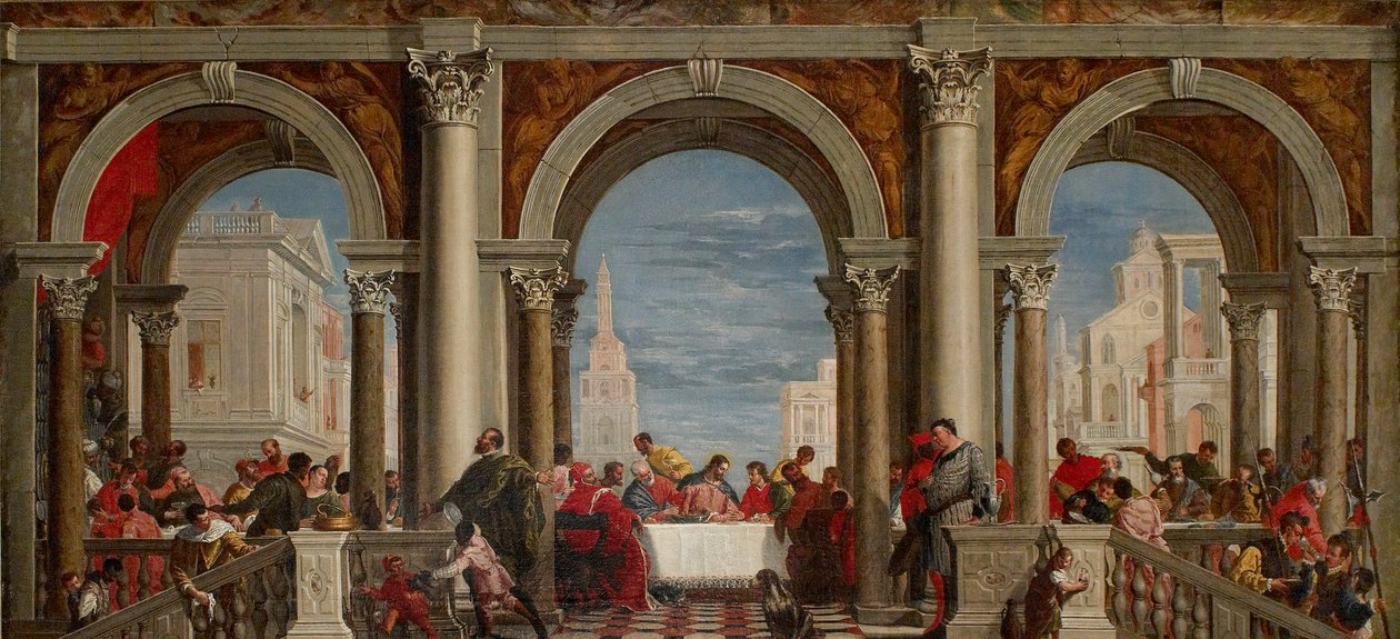 利维家的盛宴，1720-1769年 作者 弗朗切斯科·丰泰巴索（Francesco Fontebasso）
