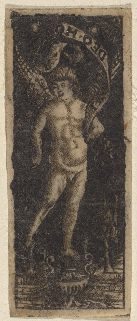 花瓶上的小天使，上面刻有字："Soli deo honor" 作者 Francesco Francia 或 Peregrino da Cesena