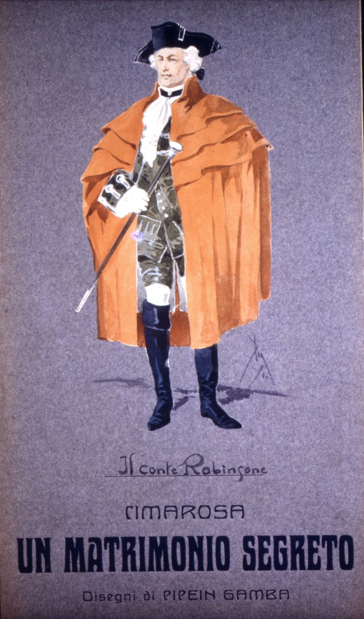 Domenico Cimarosa（1749 - 1801）的“秘密婚姻”中的角色“罗宾逊伯爵”。 F. Gamba 的服装 - 米兰的斯卡拉 作者 弗朗切斯科·甘巴（Francesco Gamba）