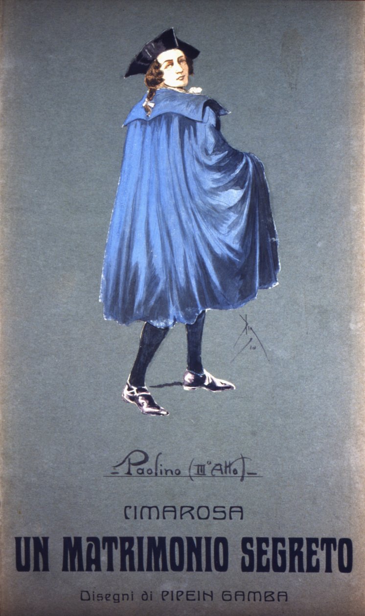 Domenico Cimarosa（1749 - 1801）的“秘密婚姻”中的角色“”Paolino”。 F. Gamba 的服装 - 米兰的斯卡拉 作者 弗朗切斯科·甘巴（Francesco Gamba）