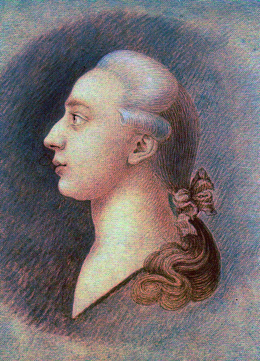 贾科莫-卡萨诺瓦(1725-1798)的肖像 - par Francesco Giuseppe Casanova (1727-1802), 约1750年 - Sanguine, 纸上黑白粉笔 - 国家历史博物馆, 莫斯科 作者 弗朗切斯科·朱塞佩·卡萨诺瓦（Francesco Giuseppe Casanova）