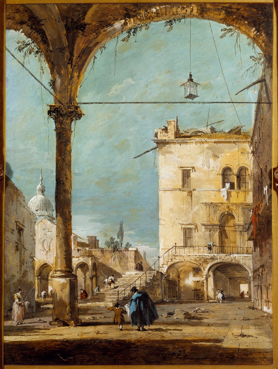 Francesco Guardi (1712-1793) 18 世纪巴黎，Musee Jacquemart Andre 绘画威尼斯的门廊 作者 弗朗切斯科·瓜迪（Francesco Guardi）