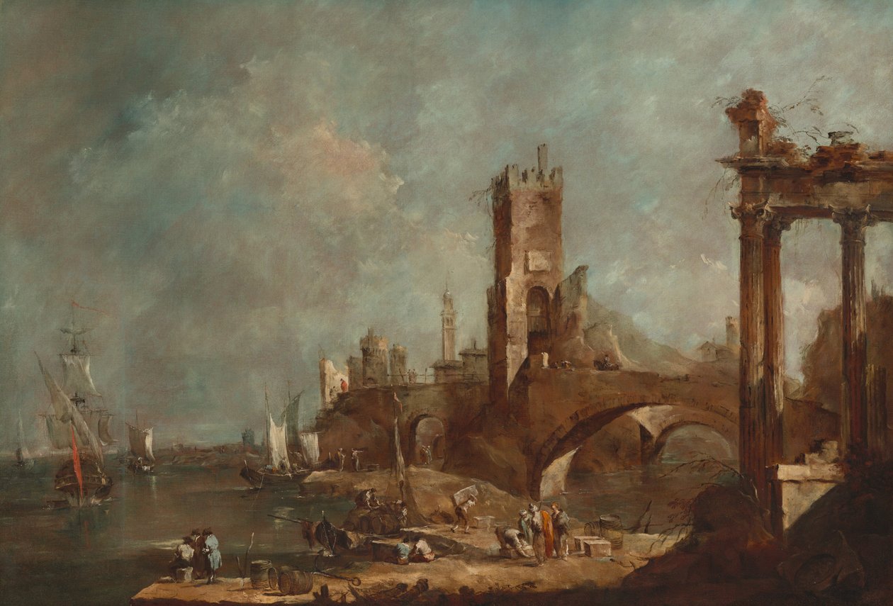 港湾的随想曲，约1761-1770。 作者 弗朗切斯科·瓜迪（Francesco Guardi）