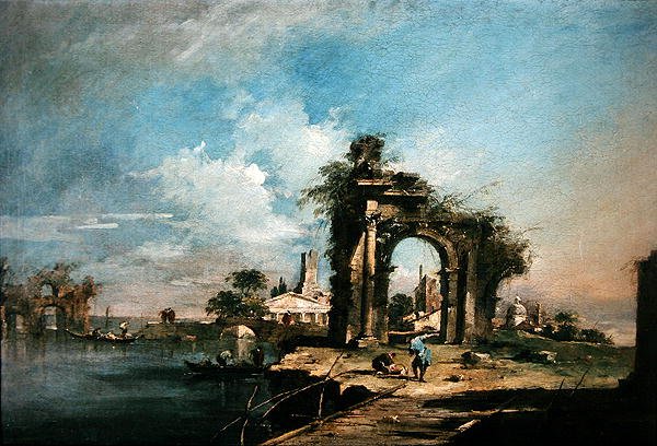 废墟拱门的随想曲（油彩）（见35489） 作者 弗朗切斯科·瓜迪（Francesco Guardi）