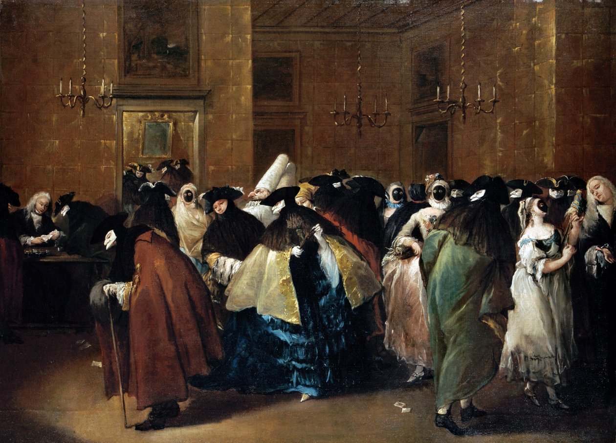 威尼斯赌场（缩小版） - Guardi, Francesco (1712-1793) - 布面油画 - 77,5x107,5 - 私人收藏 作者 弗朗切斯科·瓜迪（Francesco Guardi）