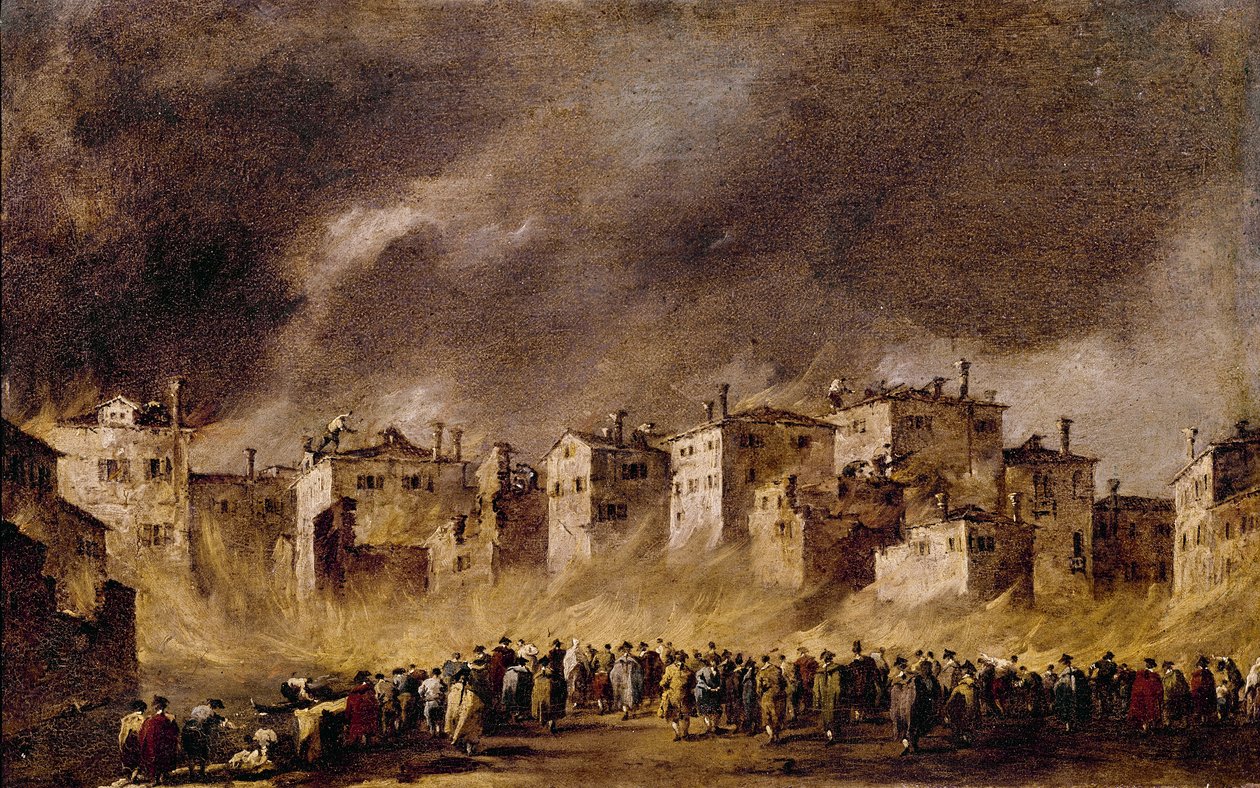 1790年在San Marcuola的油库发生火灾 作者 弗朗切斯科·瓜迪（Francesco Guardi）