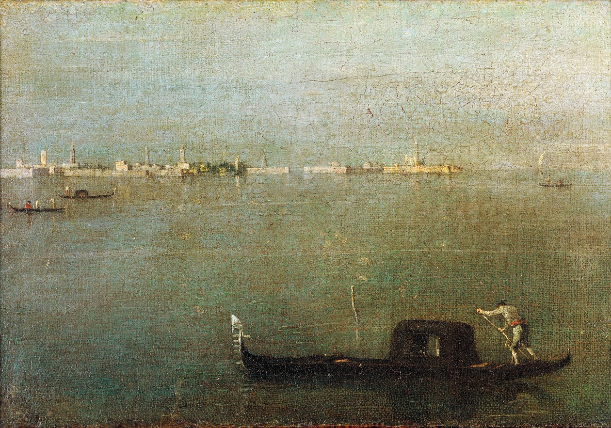 潟湖上的贡多拉，灰色潟湖约1765年（布面油画 作者 弗朗切斯科·瓜迪（Francesco Guardi）