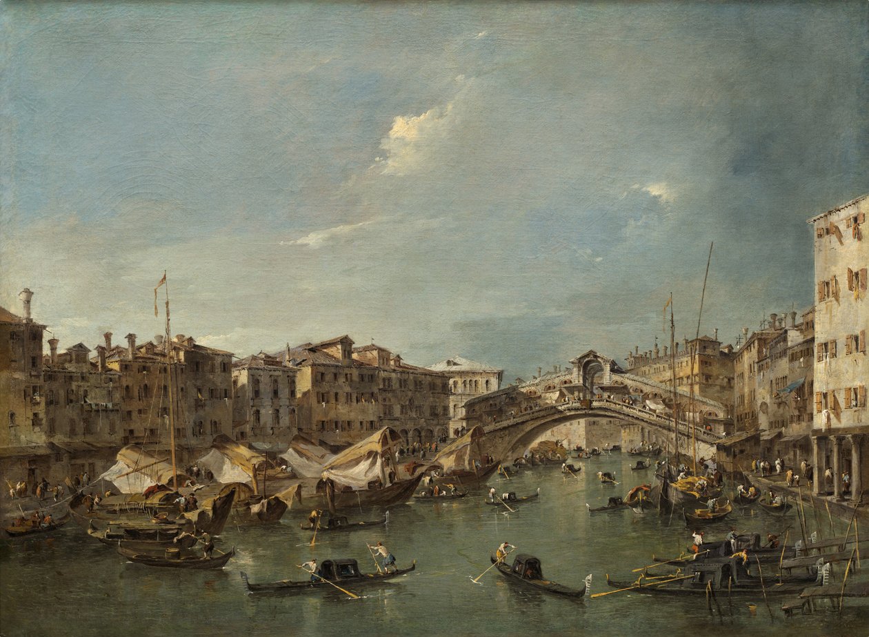 威尼斯大运河与里亚托桥，威尼斯 作者 弗朗切斯科·瓜迪（Francesco Guardi）