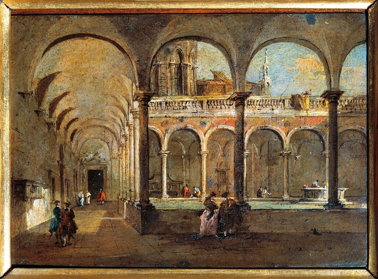 意大利，威尼斯，修士回廊（绘画） 作者 弗朗切斯科·瓜迪（Francesco Guardi）