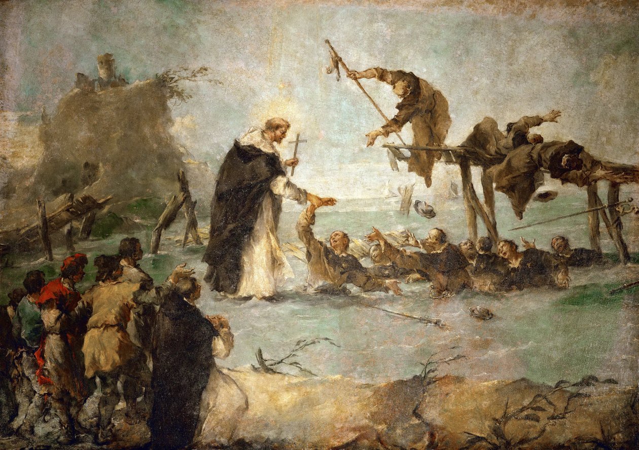 多米尼加圣人的奇迹 - 多米尼加圣人的奇迹 (Saint Goncalo de Amarante?) - Francesco Guardi (1712-1793)。 布面油画 作者 弗朗切斯科·瓜迪（Francesco Guardi）