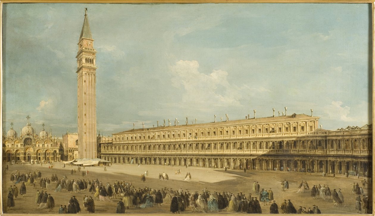 威尼斯圣马可广场 - 威尼斯圣马可广场，由 Guardi, Francesco (1712-1793) 设计。 布面油画。 尺寸：50x85 厘米。 斯德哥尔摩国家博物馆 作者 弗朗切斯科·瓜迪（Francesco Guardi）