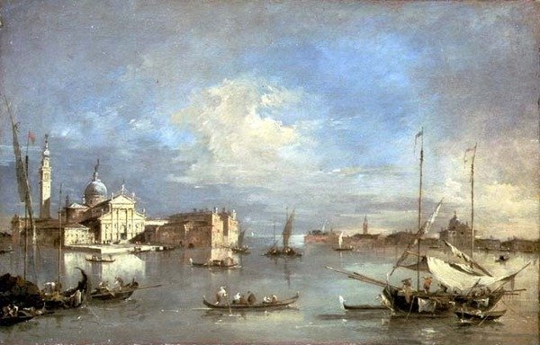 从Bacino di San Marco看圣乔治-马焦雷（San Giorgio Maggiore）。 作者 弗朗切斯科·瓜迪（Francesco Guardi）