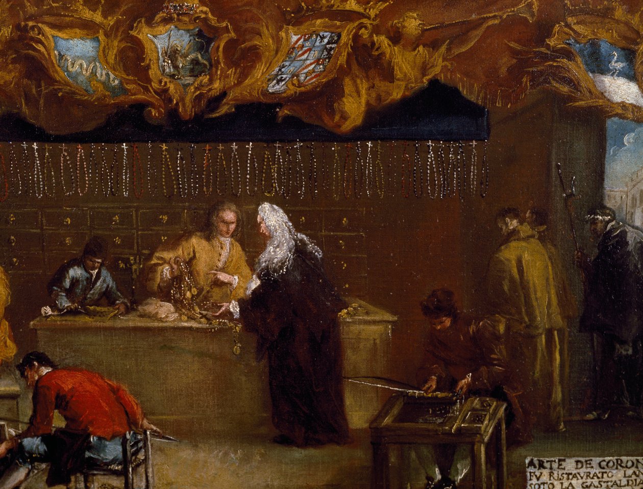 威尼斯Coroneri协会（制作念珠）的标志牌 作者 弗朗切斯科·瓜迪（Francesco Guardi）