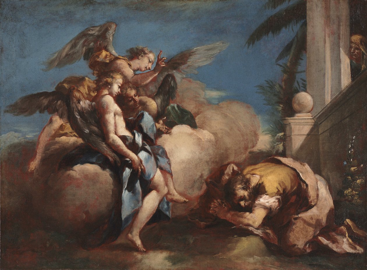 出现在亚伯拉罕的天使，1750年代。 作者 弗朗切斯科·瓜迪（Francesco Guardi）
