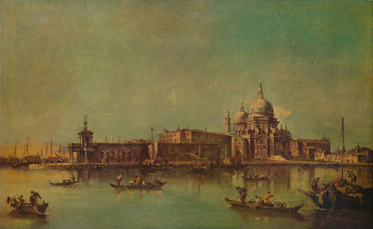 Dogana and Salute，威尼斯，大约1775年，1938年 作者 弗朗切斯科·瓜迪（Francesco Guardi）