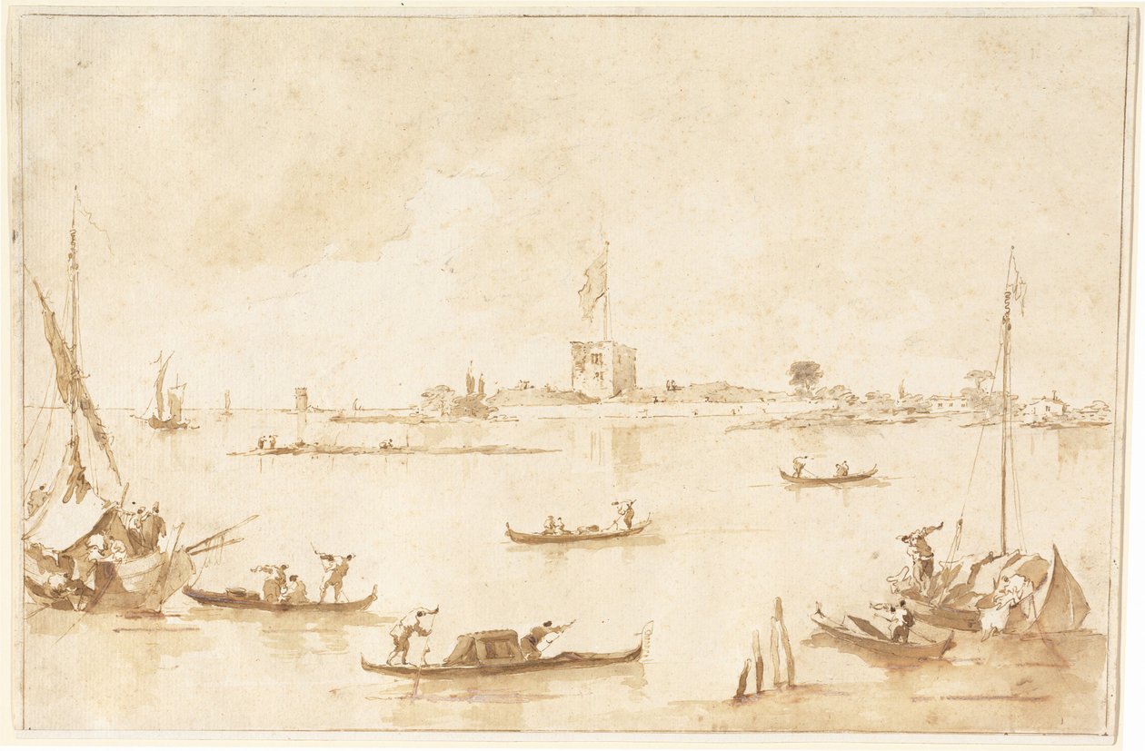从泻湖看圣安德烈亚堡垒 作者 弗朗切斯科·瓜迪（Francesco Guardi）