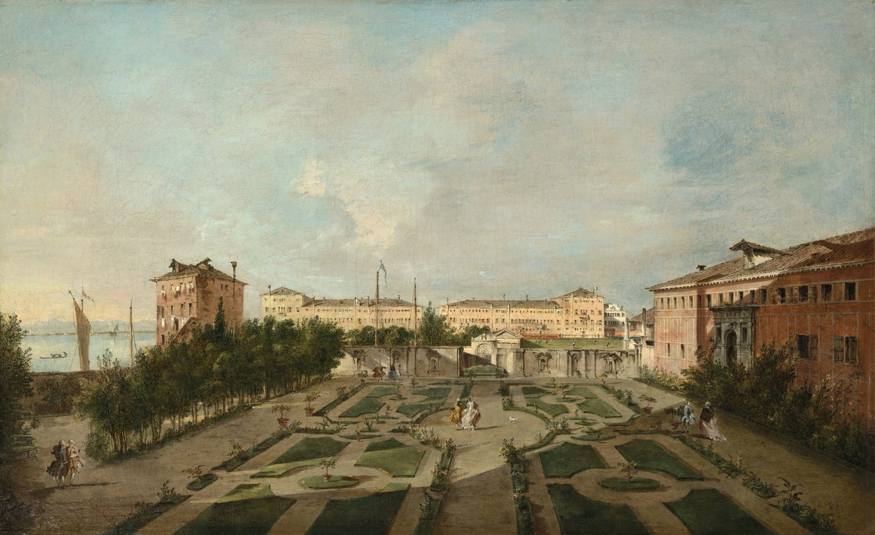 康塔里尼-达尔-扎福宫的花园，1770年代末。 作者 弗朗切斯科·瓜迪（Francesco Guardi）